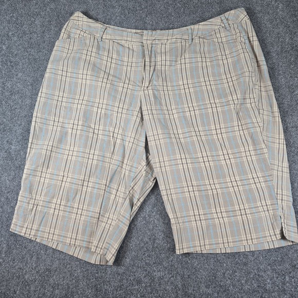 Venezia Womans Golf Shorts Plaid Tan/blue Size‎ 22 - Picture 1 of 11